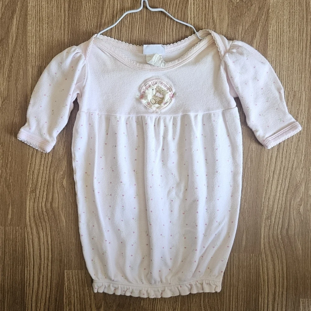 Vintage Rene Rofe Baby Pink Gown with Embroidered Patch